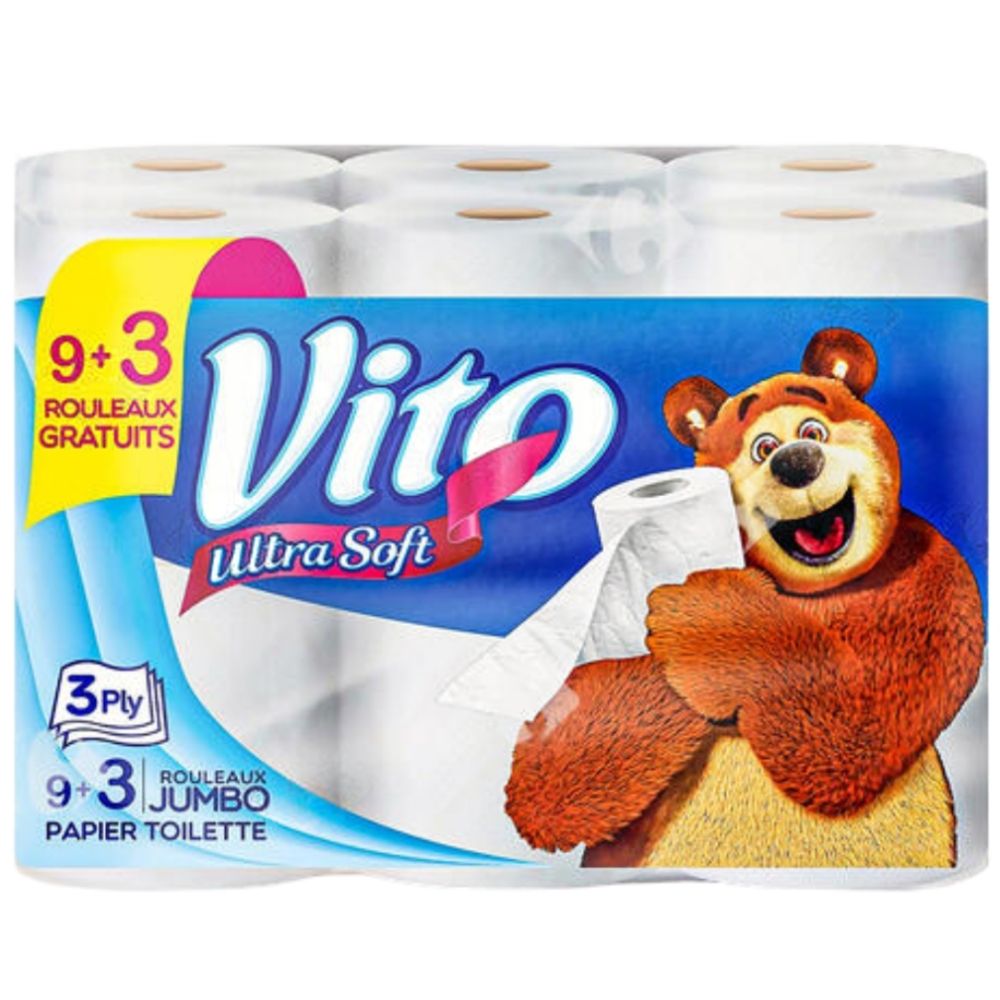 [665487] Papier Hygiénique Jumbo 3 Plis Vito – 9 unités