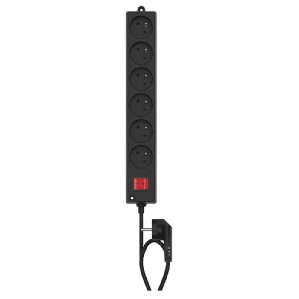 [408554] Multiprises 6 Prises 2P+T avec Interrupteur Noir