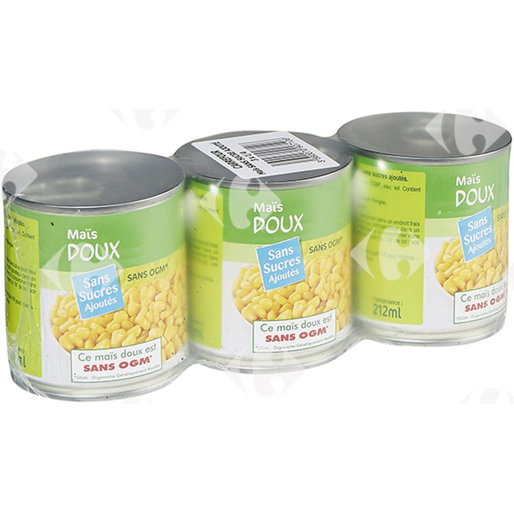 [564486] Pack de 3 Conserves de Maïs Sans Sucre Ajouté Carrefour 3x212ml