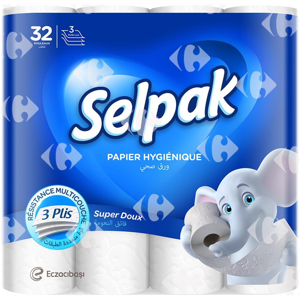 [563186] Papier Hygiénique 3 Plis Super Soft Selpak 32 rouleaux