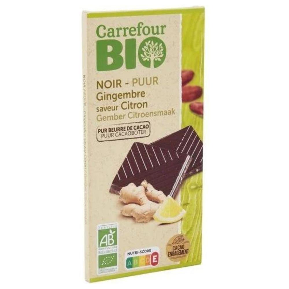 [704382] Tablette Chocolat Noir Gingembre Carrefour Bio 100g