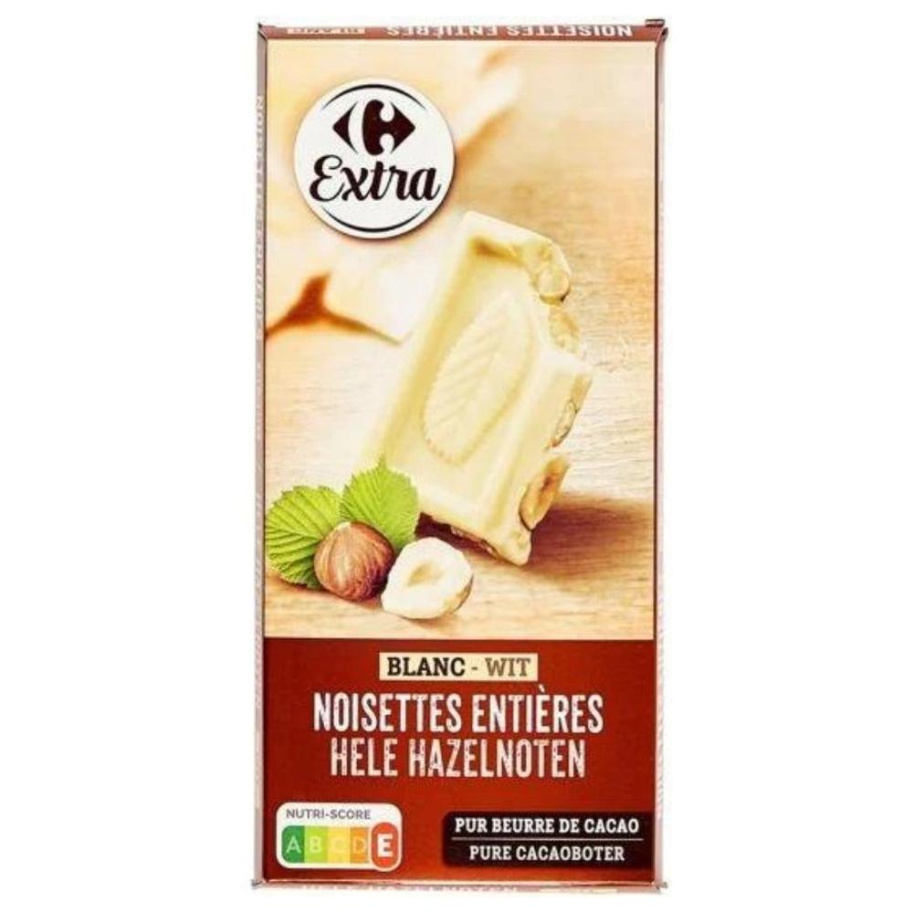 [704385] Tablette Chocolat Blanc Noisette Carrefour Extra 200g