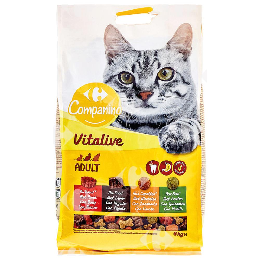 [625750] Croquettes au Bœuf, Foie et aux Légumes pour Chats Adultes Carrefour 4kg