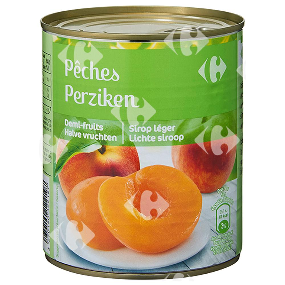 [644150] Conserve Fruits au Sirop Pêches Demi-Fruits Carrefour 465g