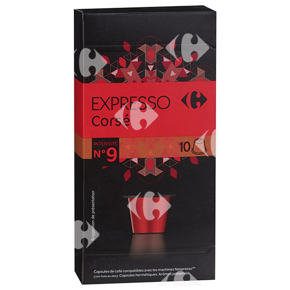 Café en Capsules Expresso Corsé Carrefour N9x10