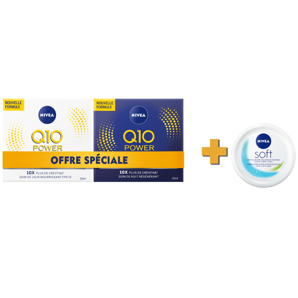 Crème Soin de Jour Anti-Rides Q10 Power Nivea 50ml + Crème Soin de Nuit Anti-Rides Q10 Power Nivea 50ml