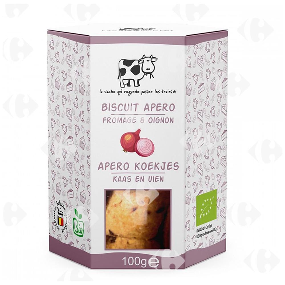 [680685] Biscuit Apéro Bio Fromage Oignon La Vache Qui Regarde 100g