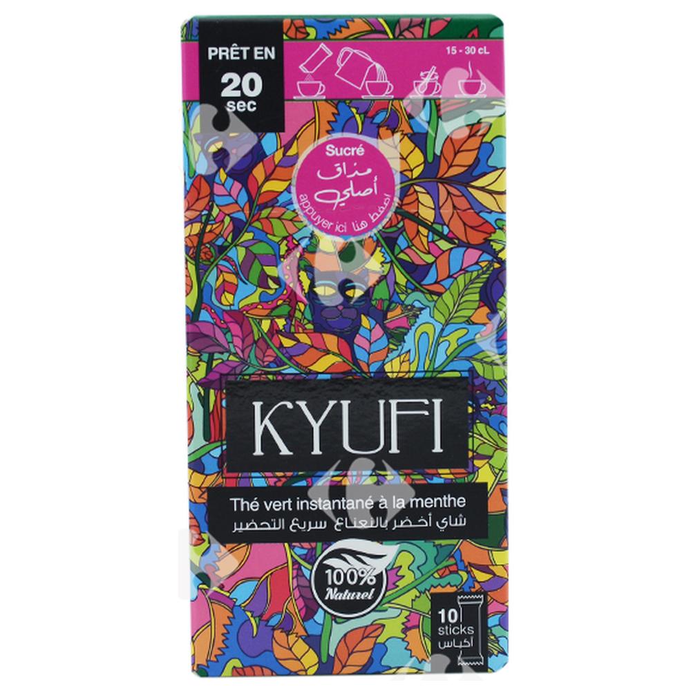 [646236] The Vert Aromatisé en Sachets Menthe Instantane Sucré Kyufi 10 sachets