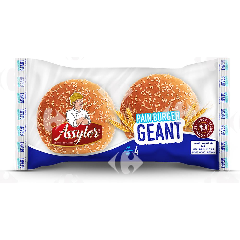 [72876] Pain Hamburger Géant Assylor 4 unités