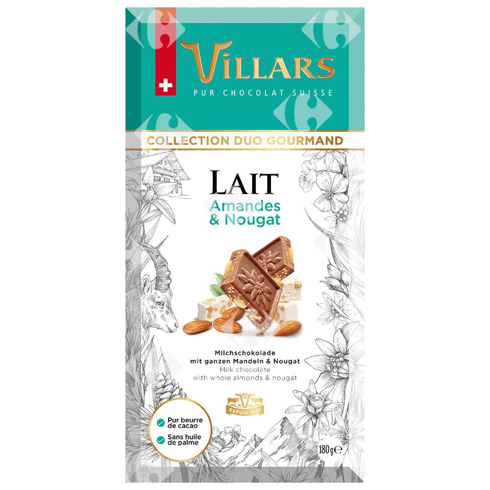 Tablette de Lait aux Amandes et au Nougat Villars 180g.
