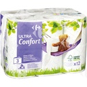 Papier Hygiénique 3 plis Ultra Confort carrefour 12 unités