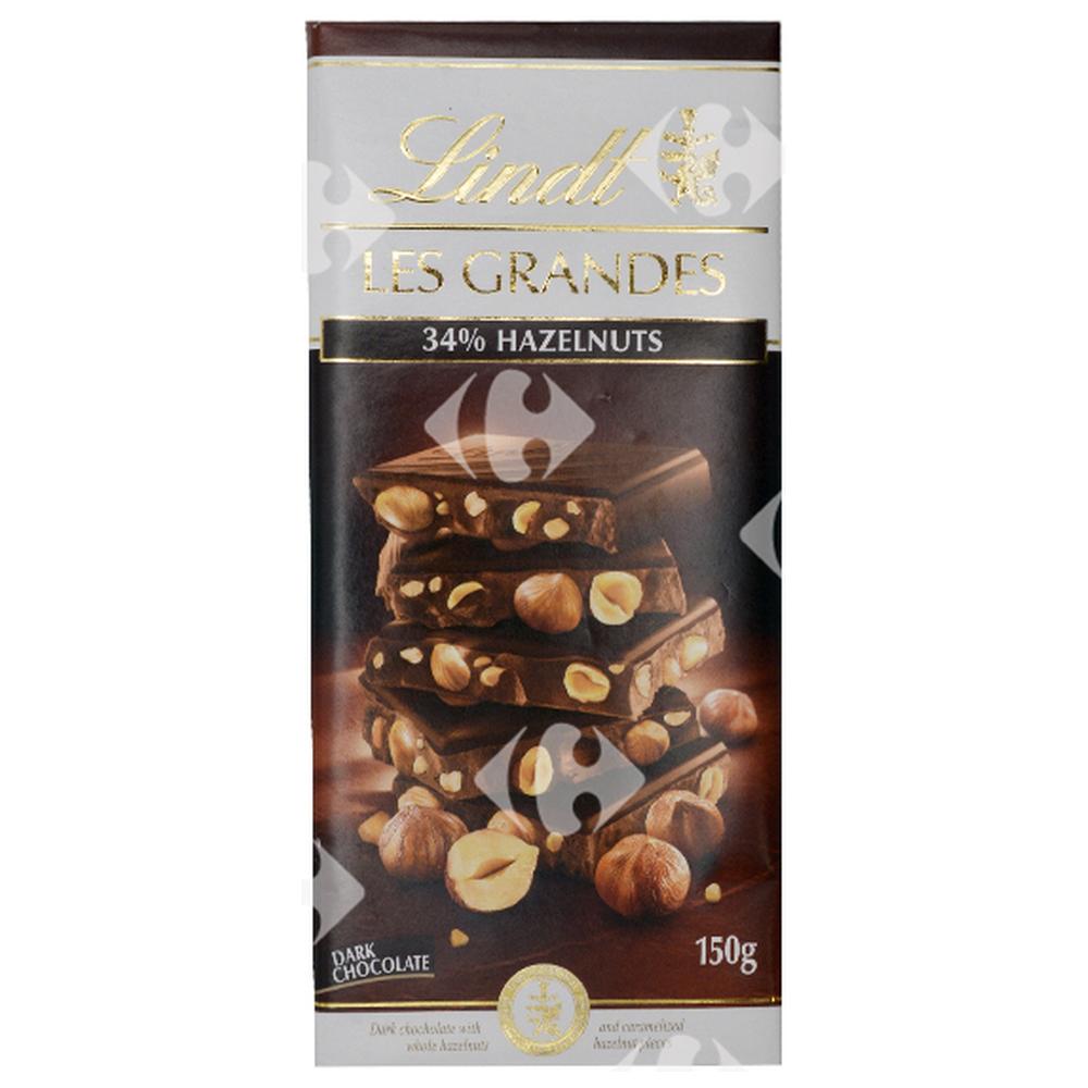 [383541] Tablettes de Chocolat Noir 34% Noisettes Entières Lindt 150g