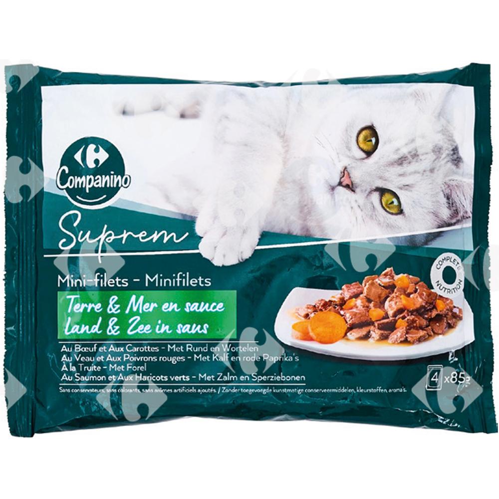 [508096] Pâtée Viande Poisson Menu Sélection pour Chats Adultes Carrefour 4x85g