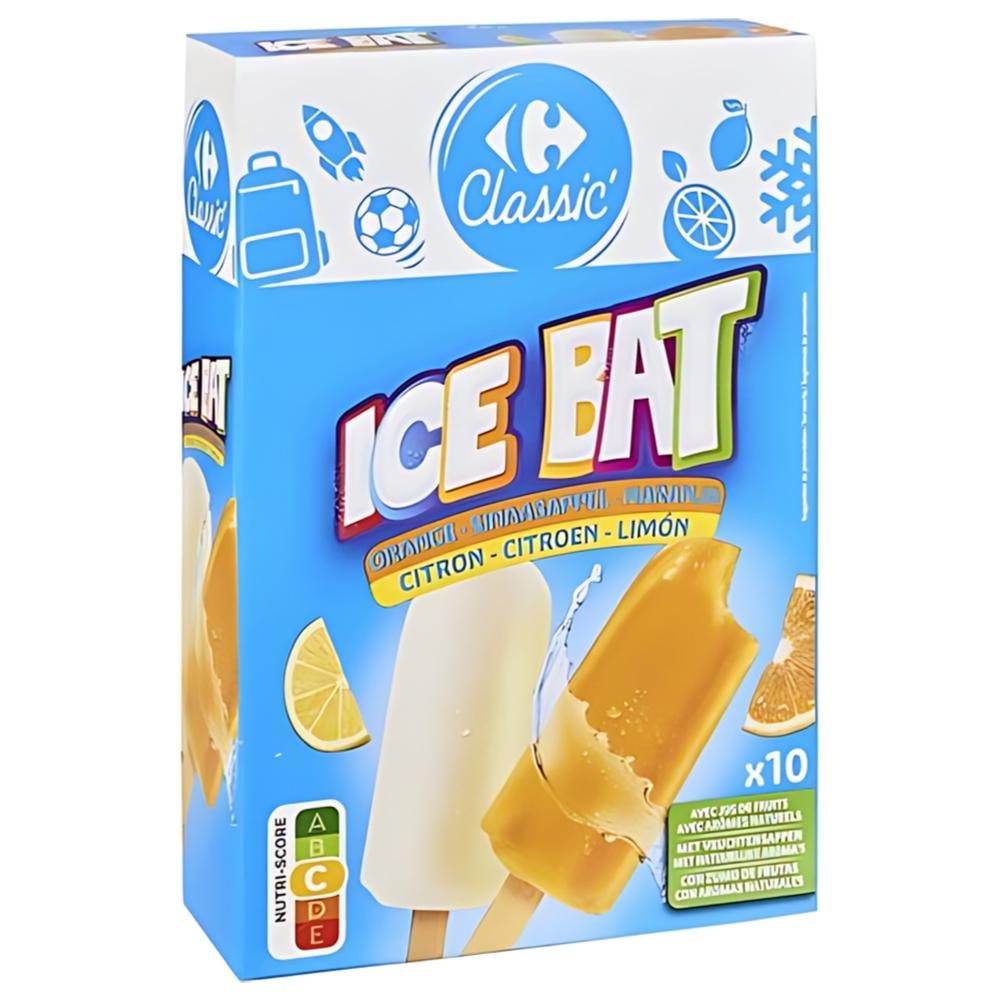 Bâtonnets Glace Citron Orange Carrefour Classic 10 unités 415g