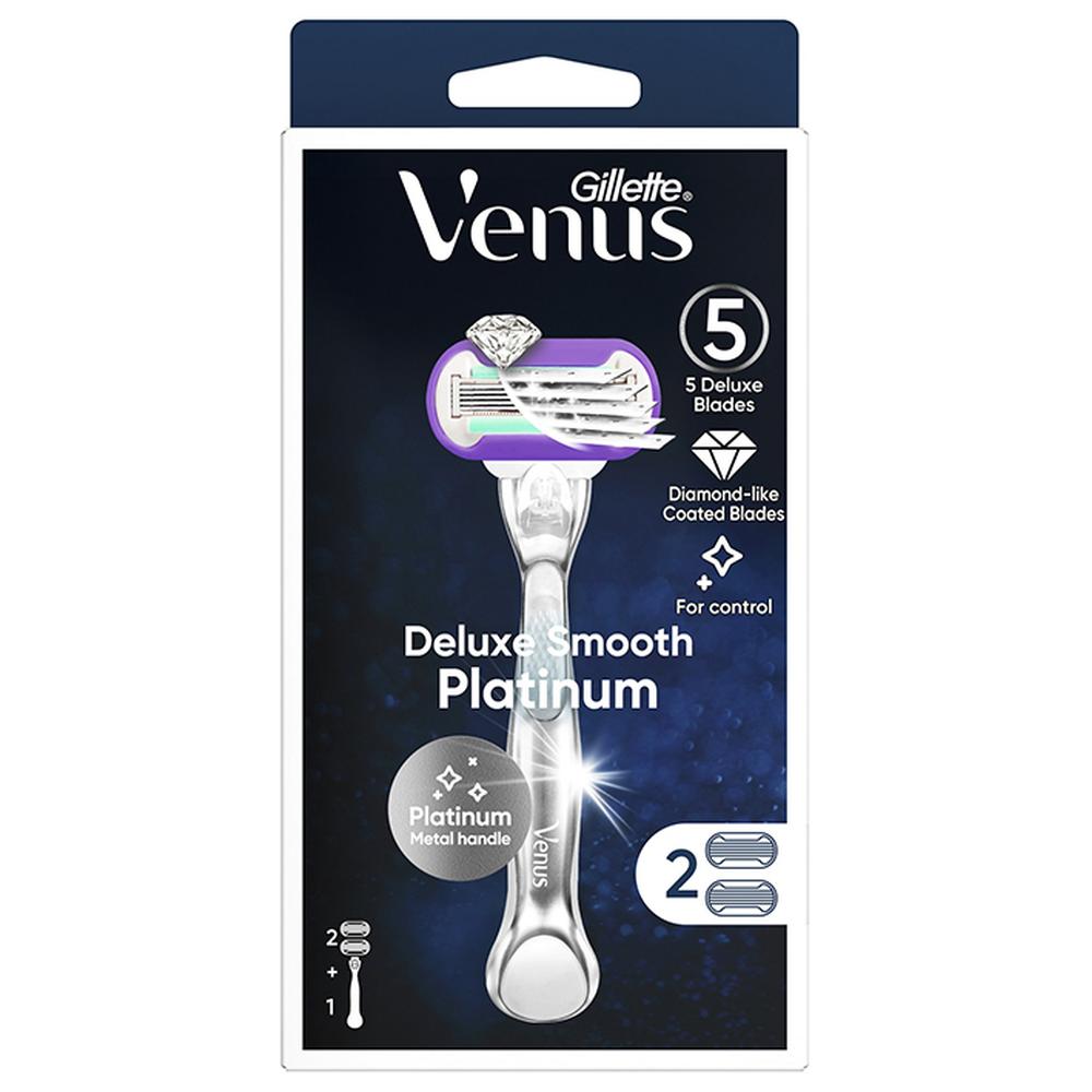 [664938] Rasoir Système Deluxe Smooth Platinum Venus 5 lames + 1 Rasoir + 1 Recharge