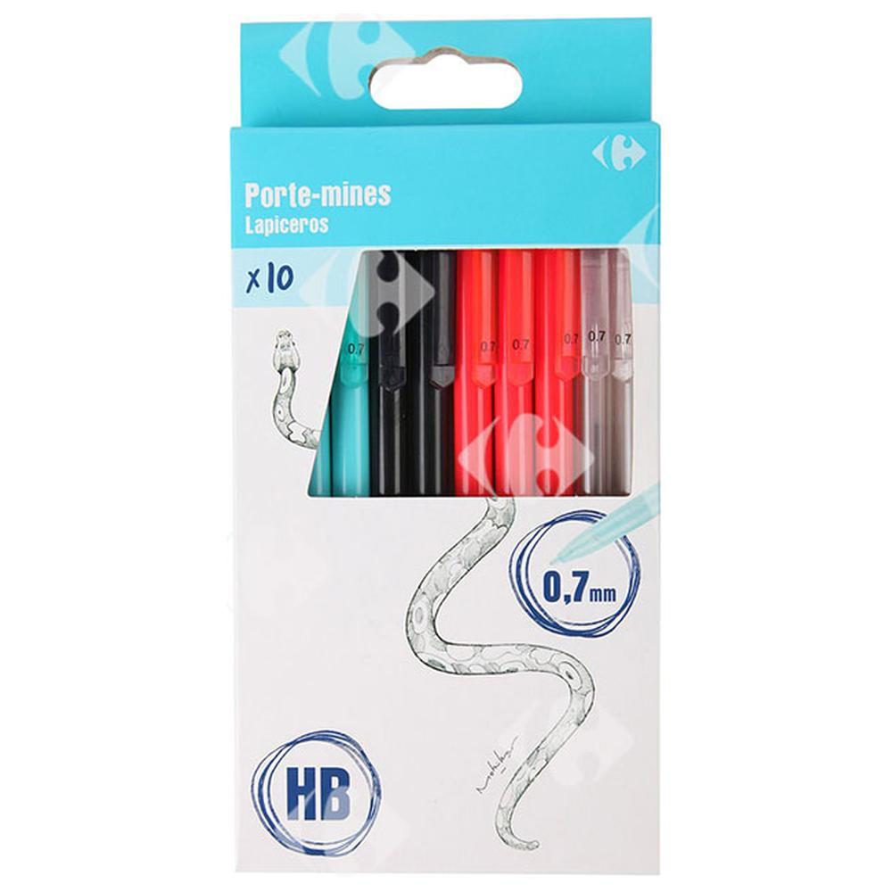 [410435] Blisters Porte-Mines 0,7mm Couleurs Assorties Carrefour 10 unités