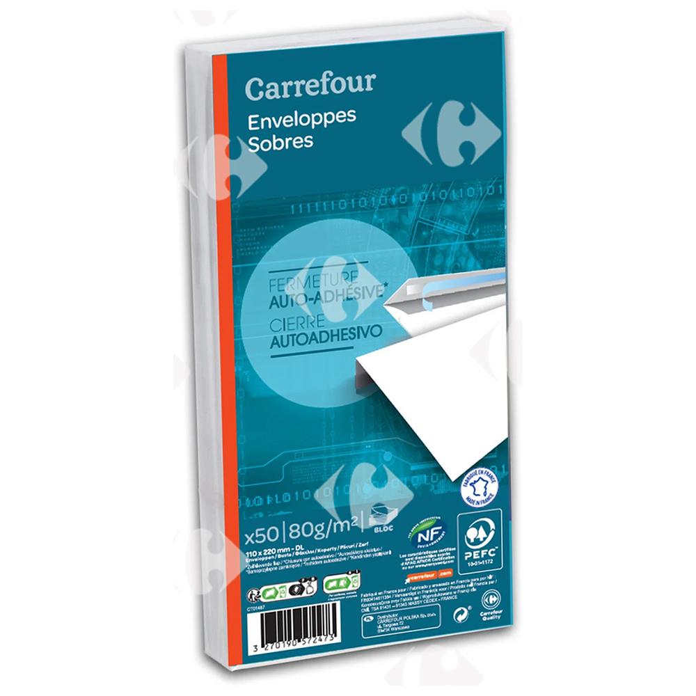 [156103] Enveloppes Blanches Carrefour 50 unités