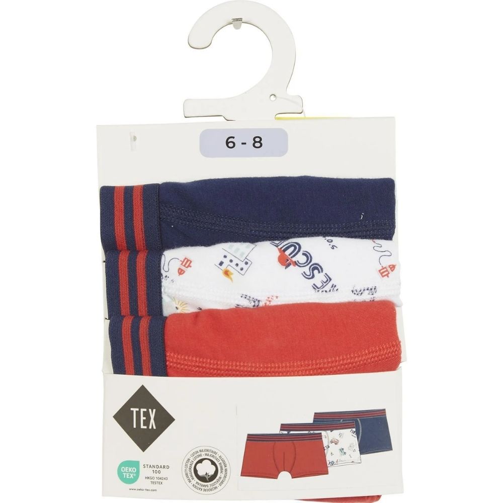 [719575] Boxer pour Garçon Rouge Tex Home 3 pièces