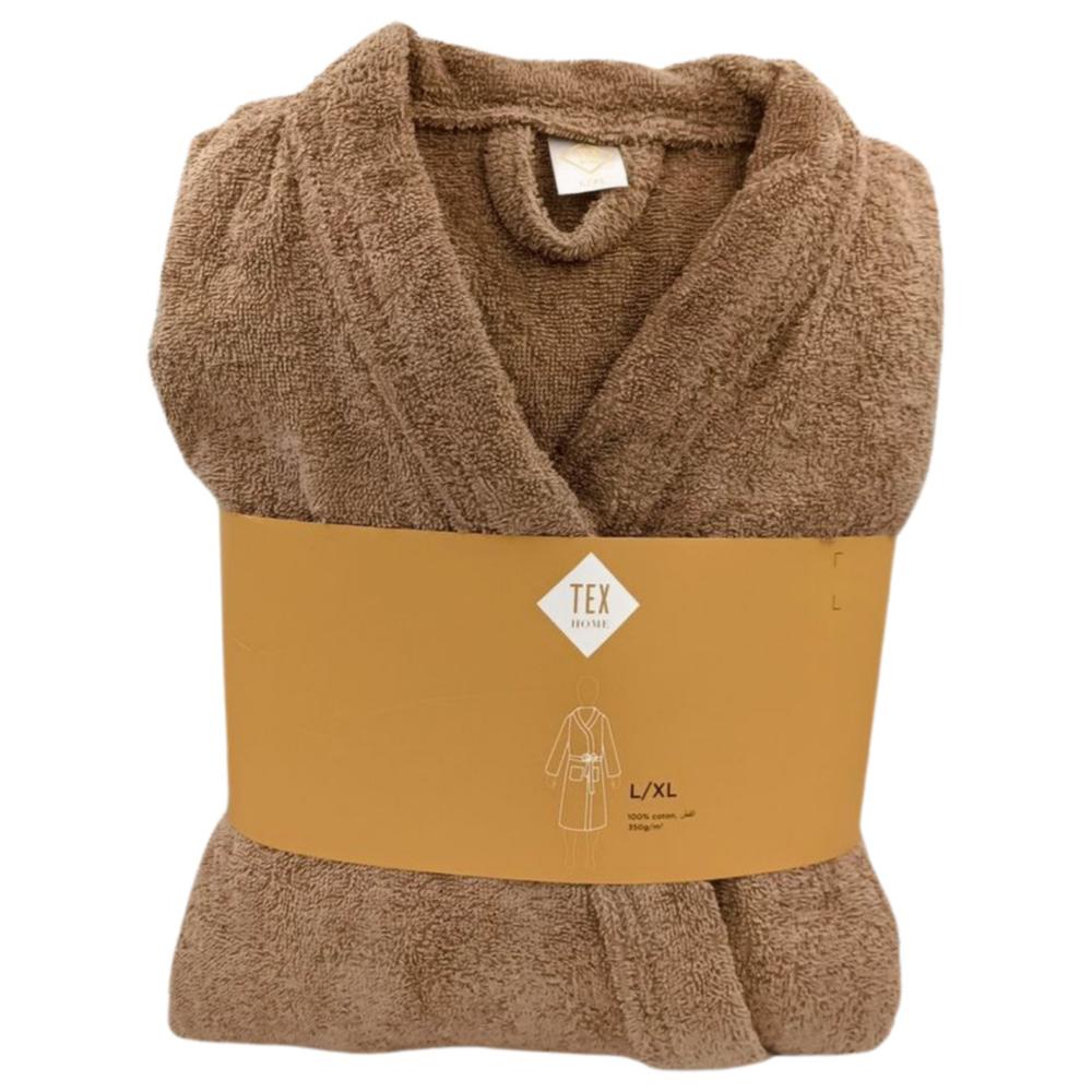[569742] Peignoir de Bain Adulte Marron en Coton Tex Home L/XL.