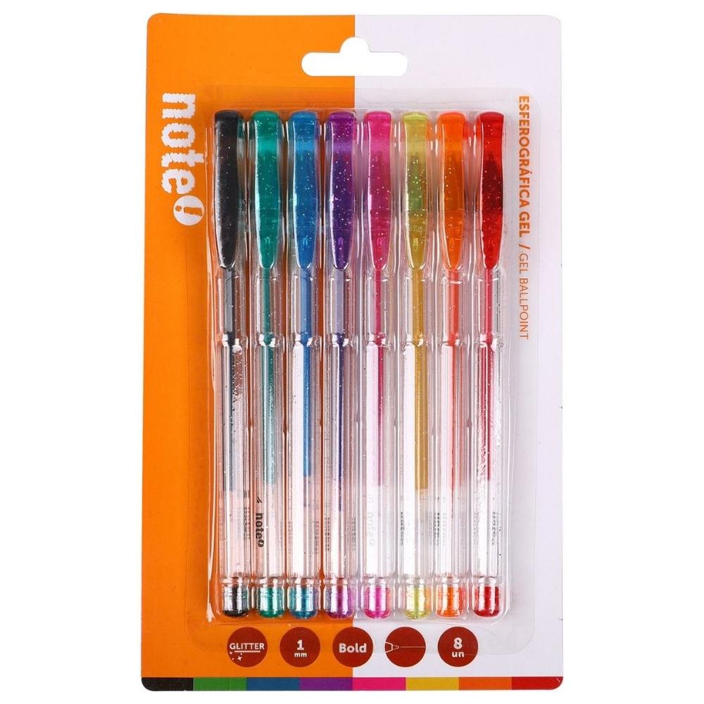 Stylo Roller Gel Paillettes 8 unités