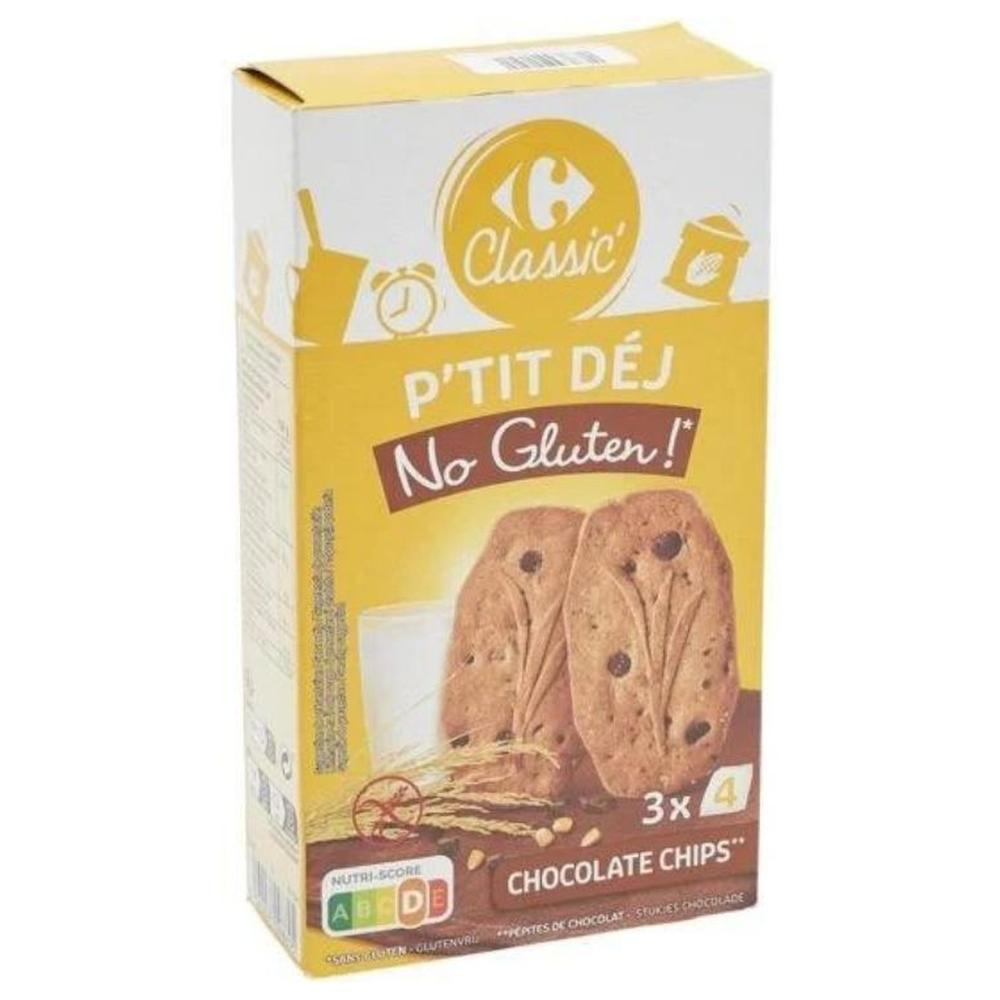 [656585] Biscuit Petit Déjeuner Pépites Chocolat sans Gluten Carrefour 150g