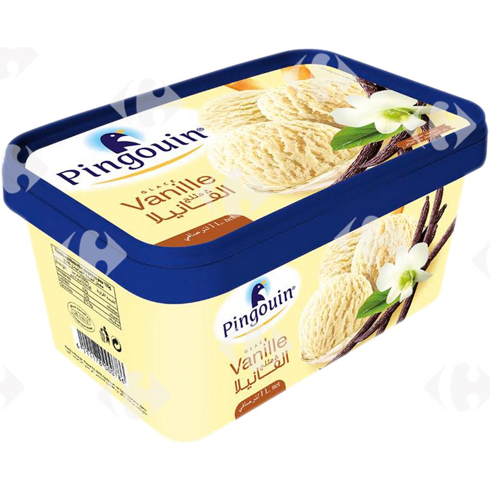 [21953] Crème Glacée Vanille en Bac Pingouin 1L.