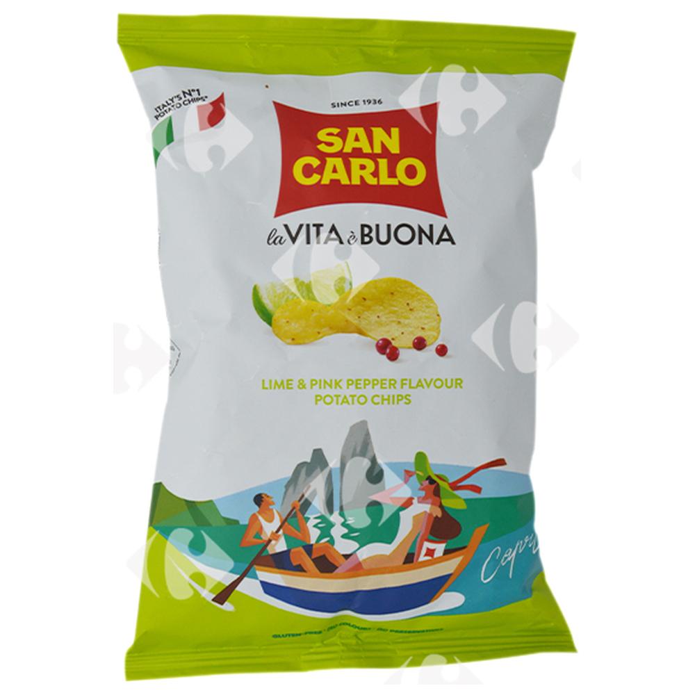Chips Citron Vert et Piment Rose Sancarlo 150g.