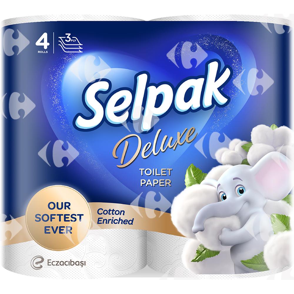 Papier Hygiénique 4 Plis Deluxe Selpak 4 rouleaux.