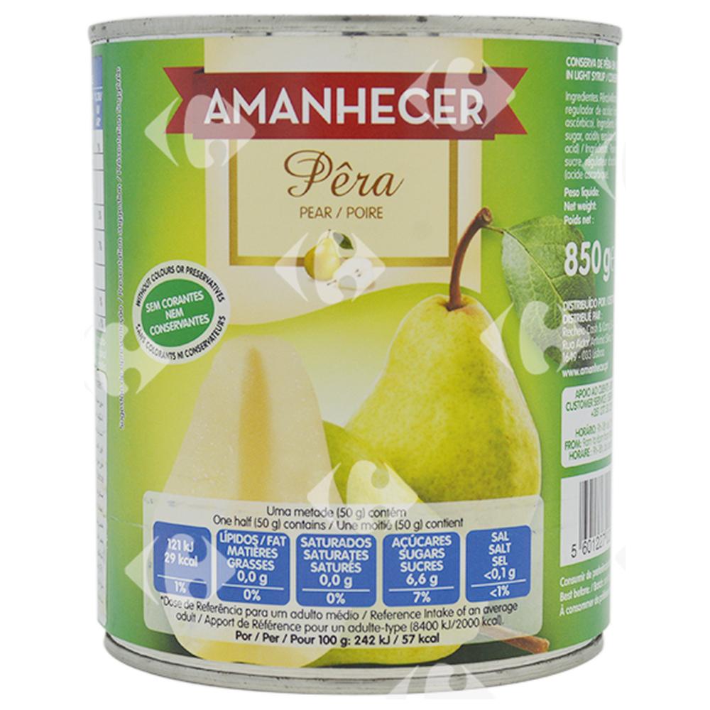[659544] Conserve Demi-Poires Sirop Amanhecer 850g.