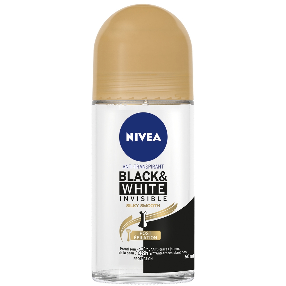 [624478] Déodorant Femme Roll On Black & White Silky Smooth Nivea 50ml.