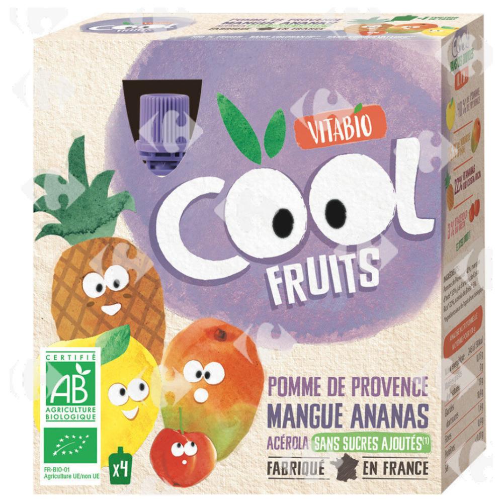 Gourde Cool Fruits Pomme Mangue Ananas Acérola Bio Vitabio 4x90g