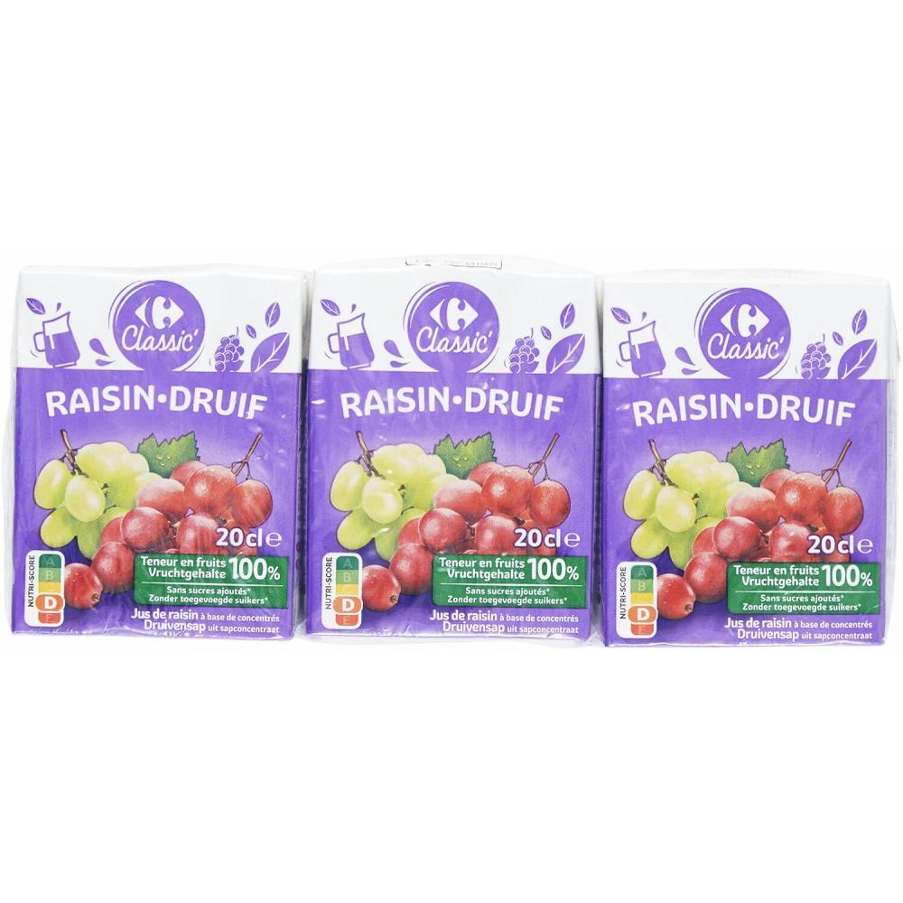 [709964] Jus à Base de Concentré de Raisin Rouge en Brique Carrefour Classic 6x20cl