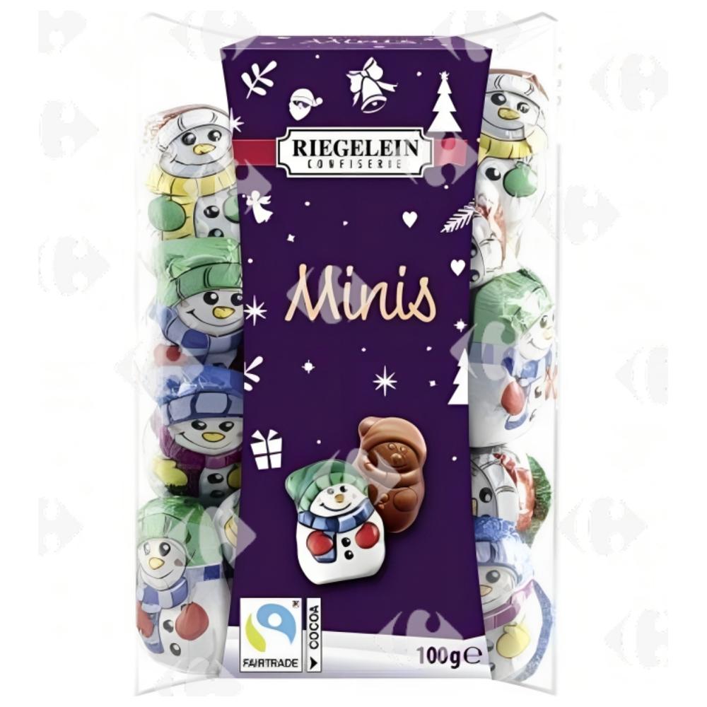 Chocolat Minis Bonhommes de Neige Lait Riegelein Confiserie 20x100g.