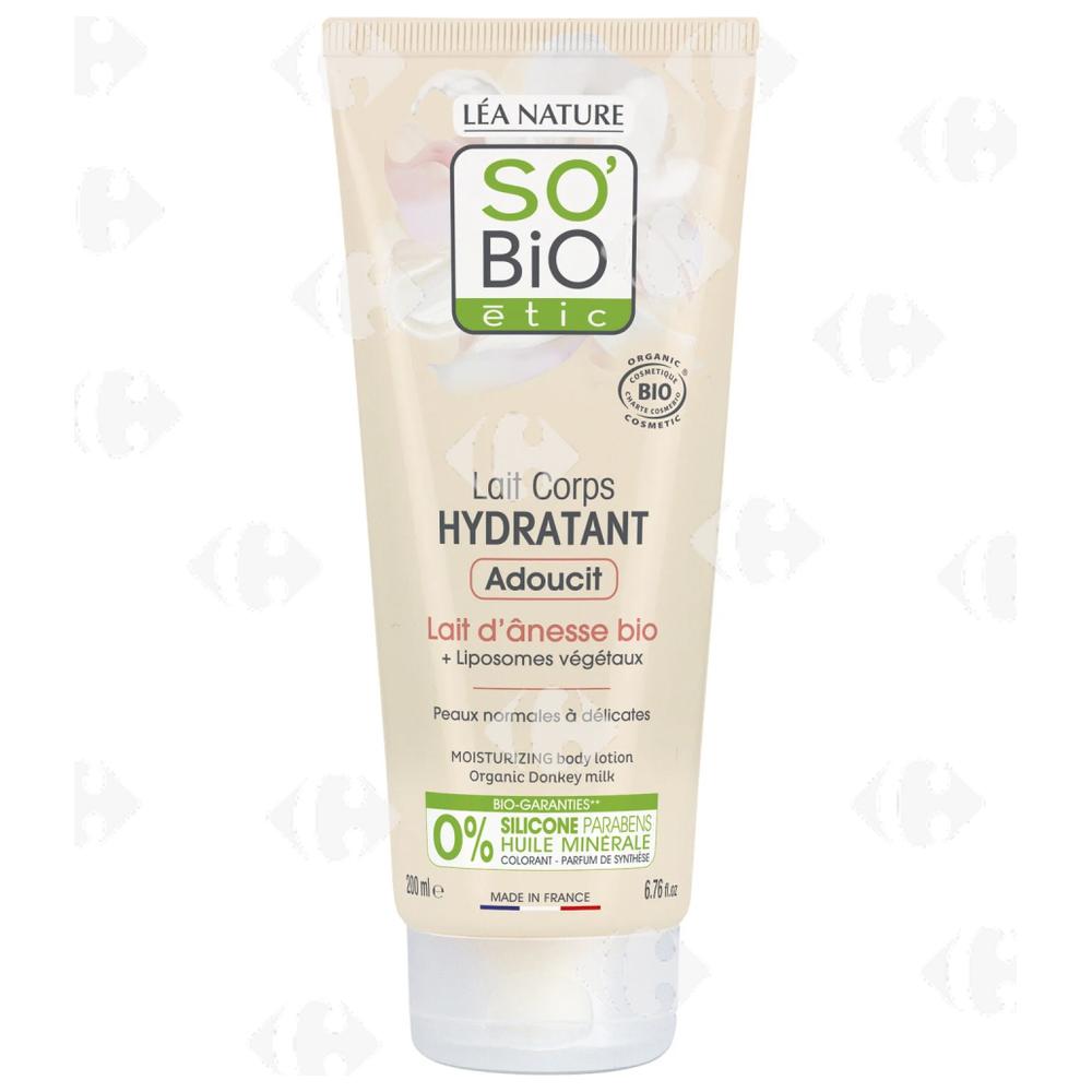 [682870] Lait Hydratant Adoucissant Corps au Lait d'Ânesse Bio So'Bio 200ml