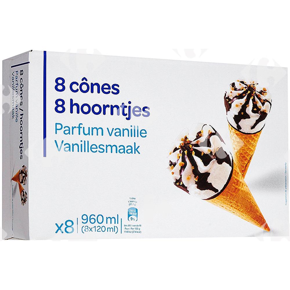 Cornets Vanille Carrefour Extra 6x120ml.