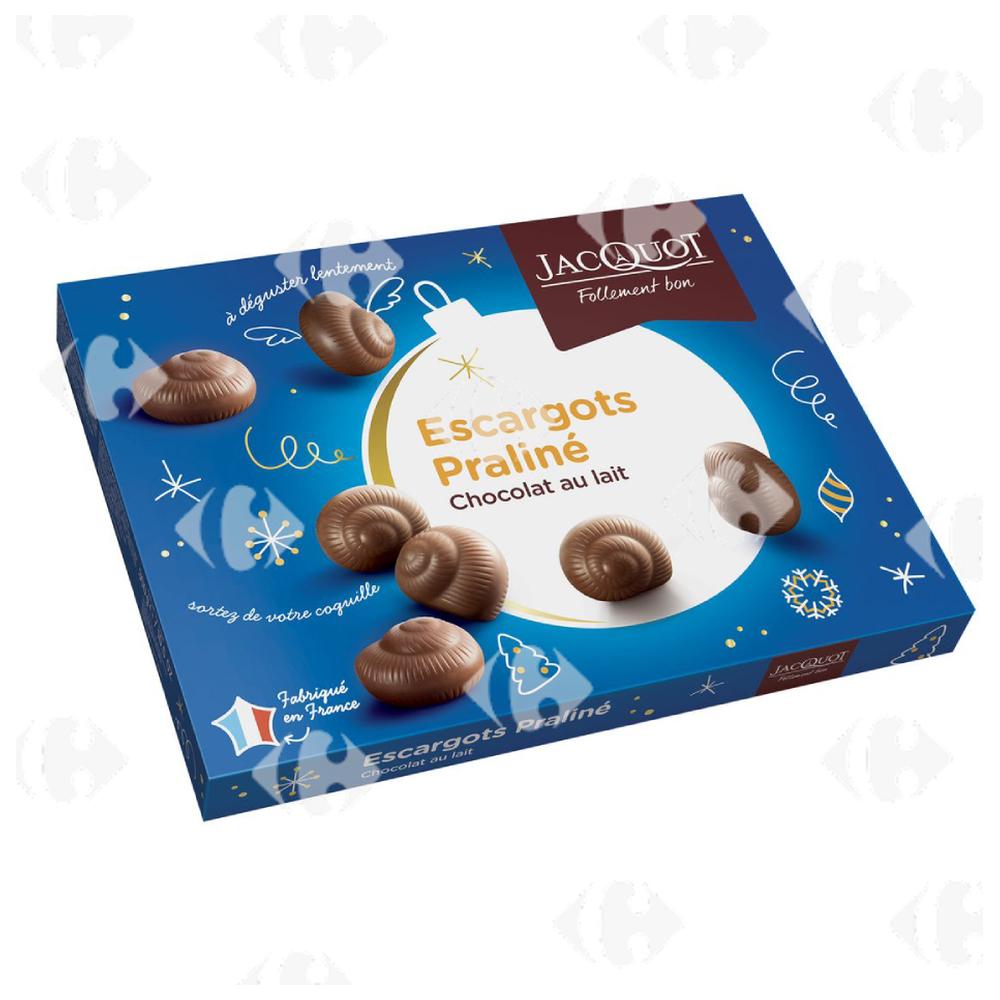 [226861] Boîte de Chocolat au Lait Escargots Pralinés Jacquot 300g 24 unités.