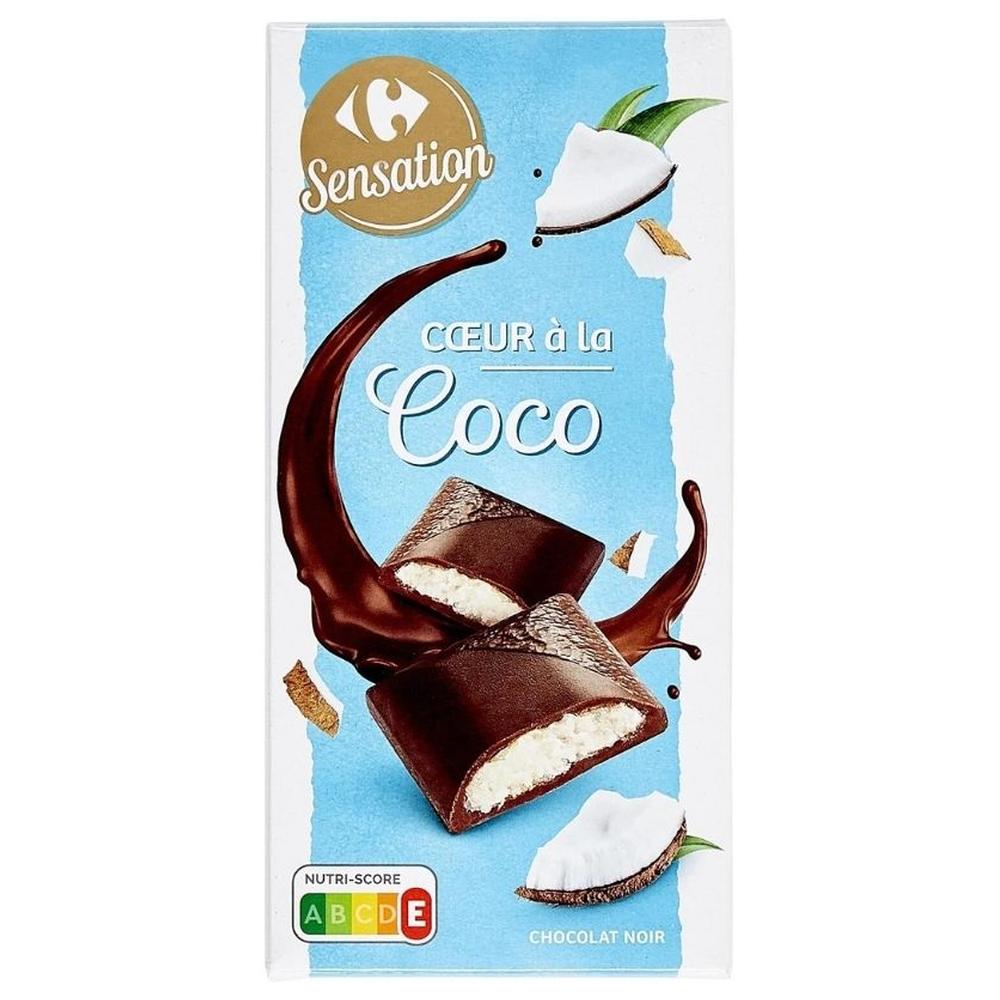 Tablette Chocolat Noir Fourré Coco Carrefour Sensation 125g