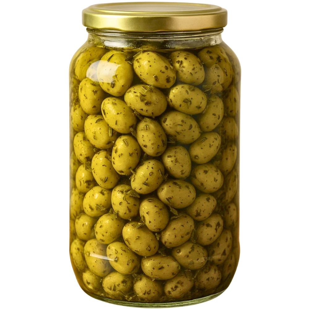 [695117] Olives Vertes Beldi aux Herbes de Provence Bocal 870g