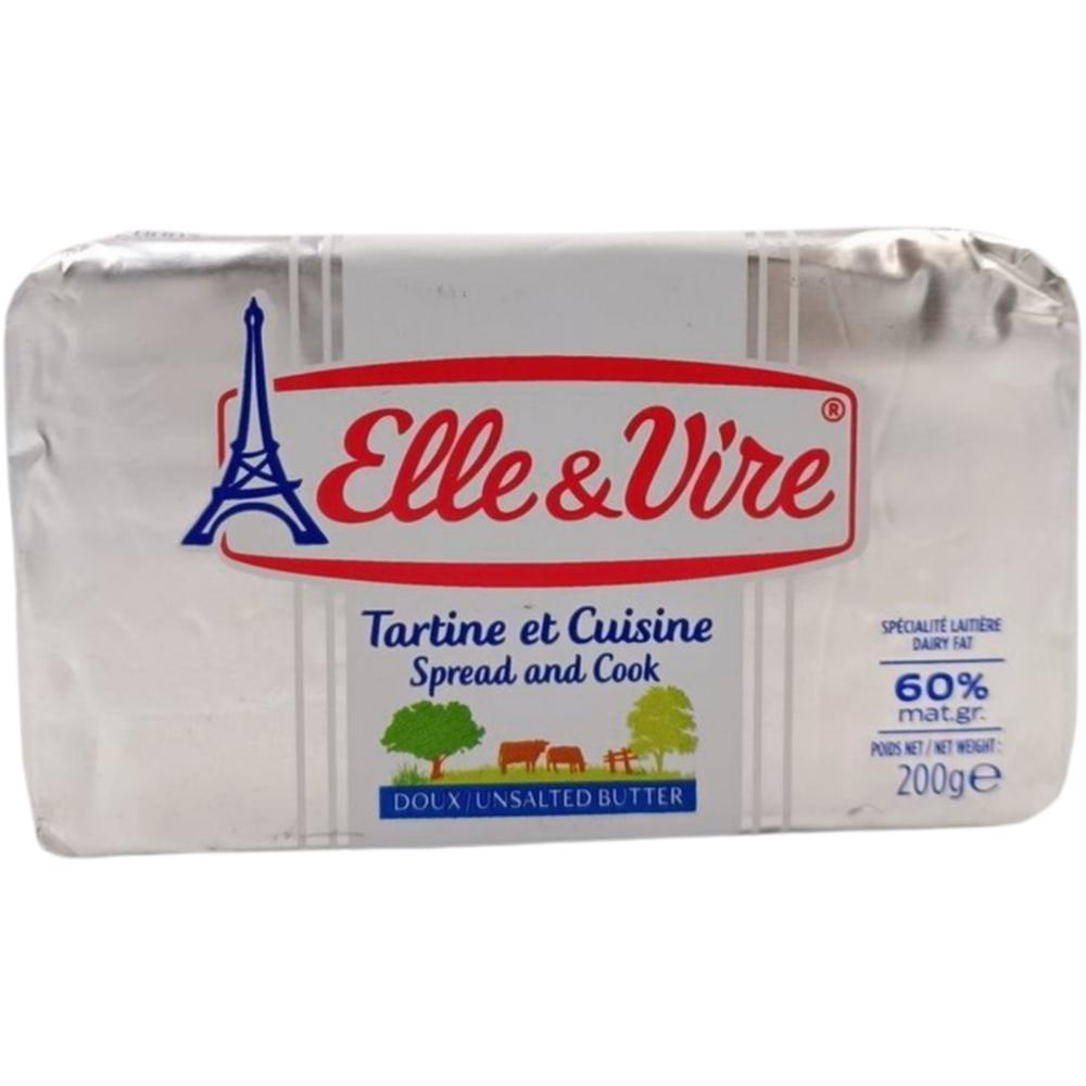 Beurre Doux Allégé 60% MG en Plaquette Elle et Vire 200g.