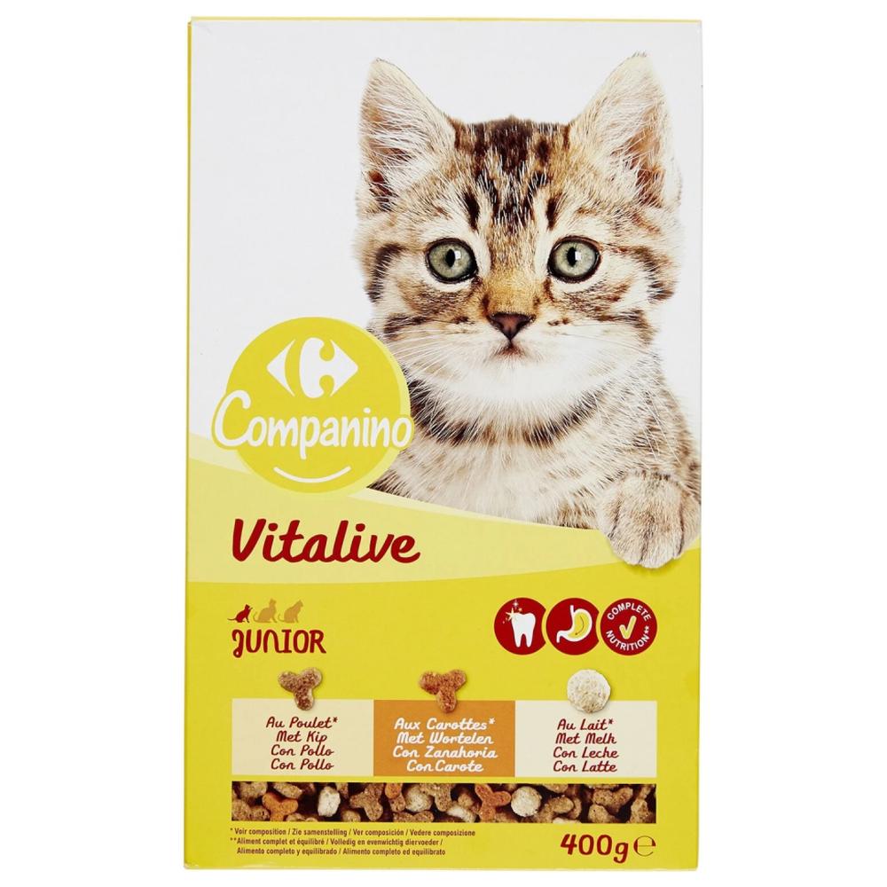 Croquettes pour Chat Junior Poulet et Carottes avec Lait Carrefour 400g