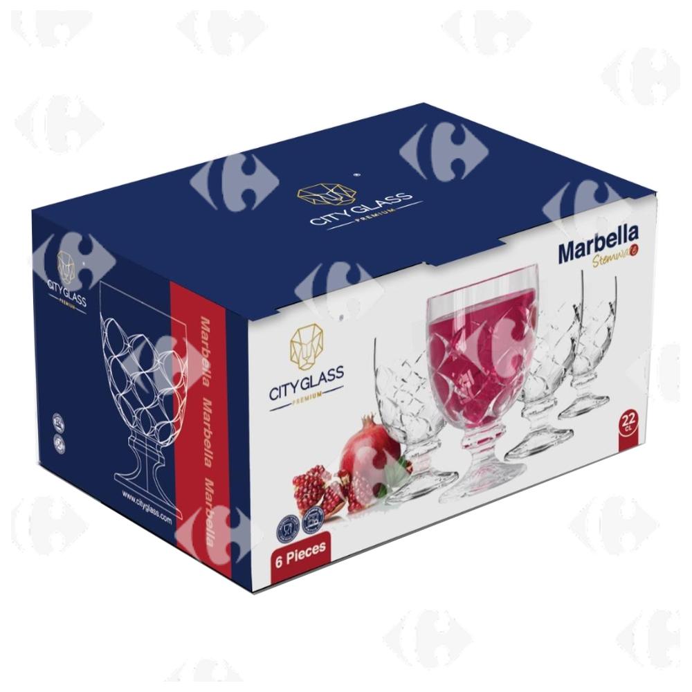 [704962] Verre à pied gravé Marbella 22cl 6 unités.