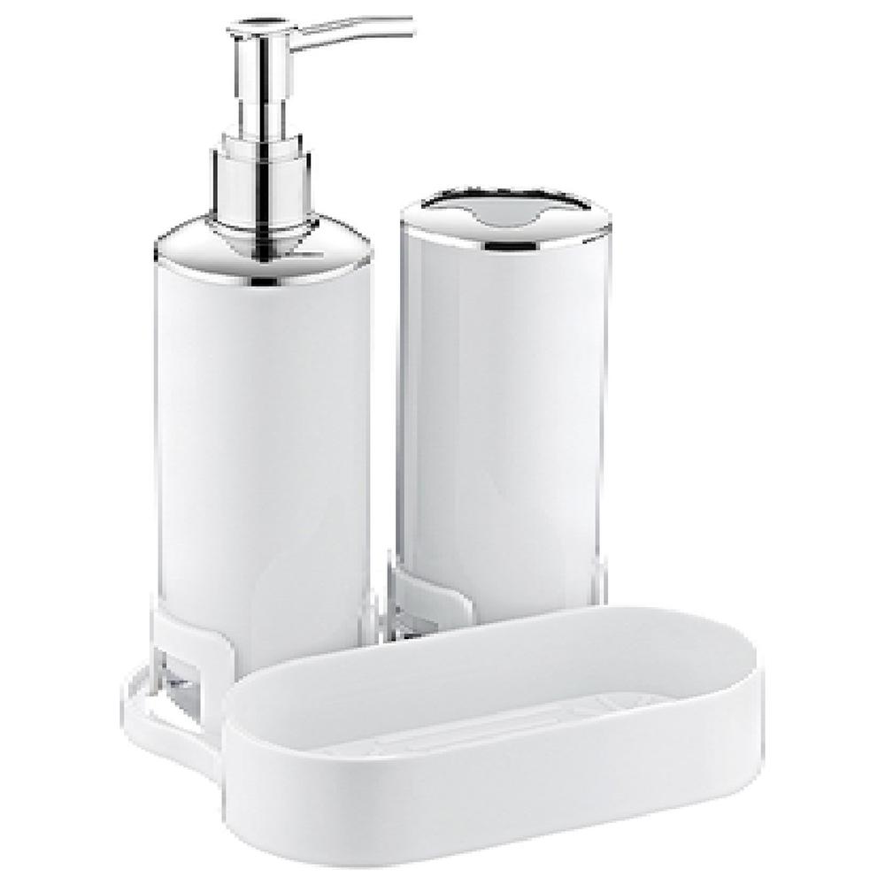[698445] Organisateur de Salle de Bain Blanc Okyanus 3 pièces.