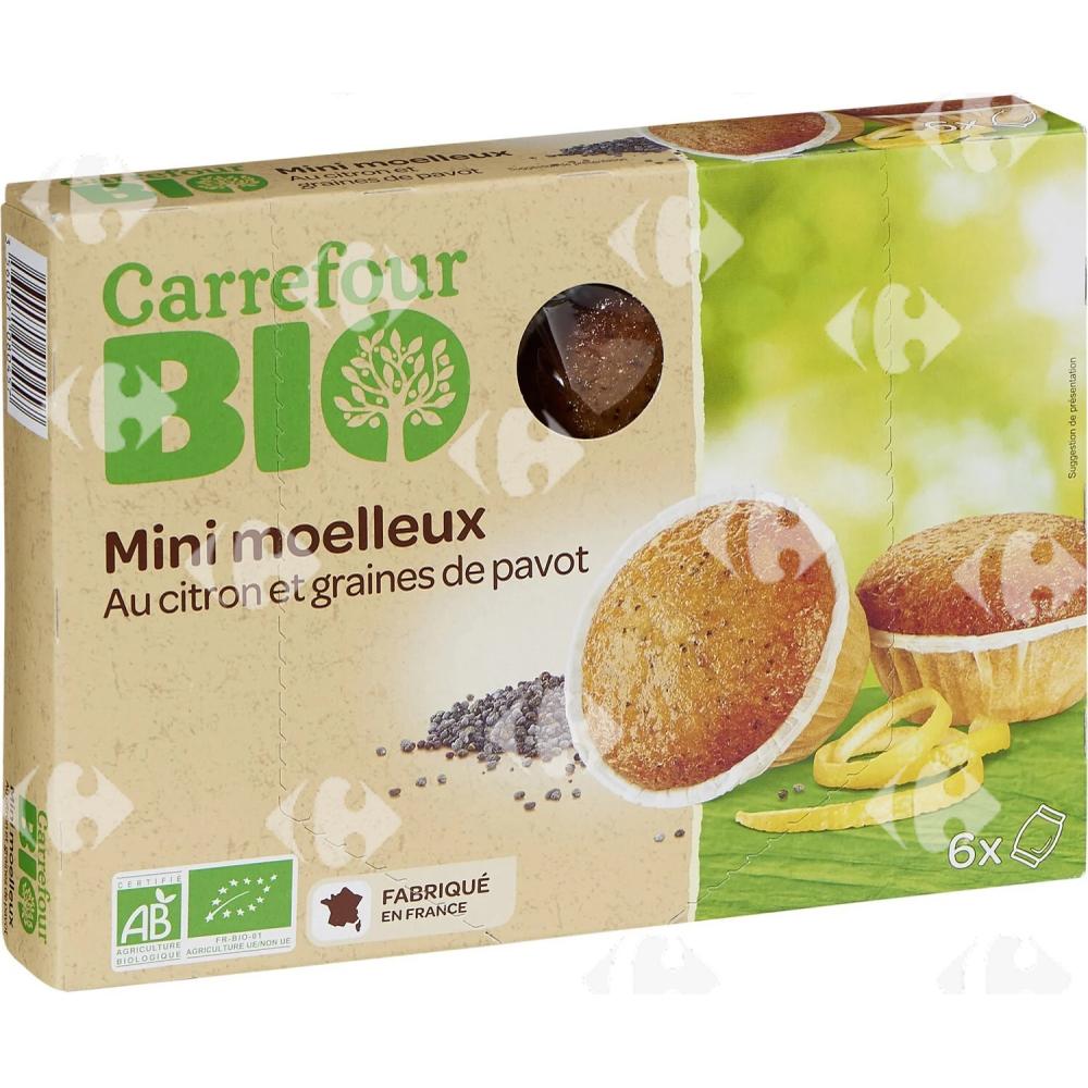 [689904] Mini Moelleux Bio Citron et Pavot Bio Carrefour Bio 6x200g.