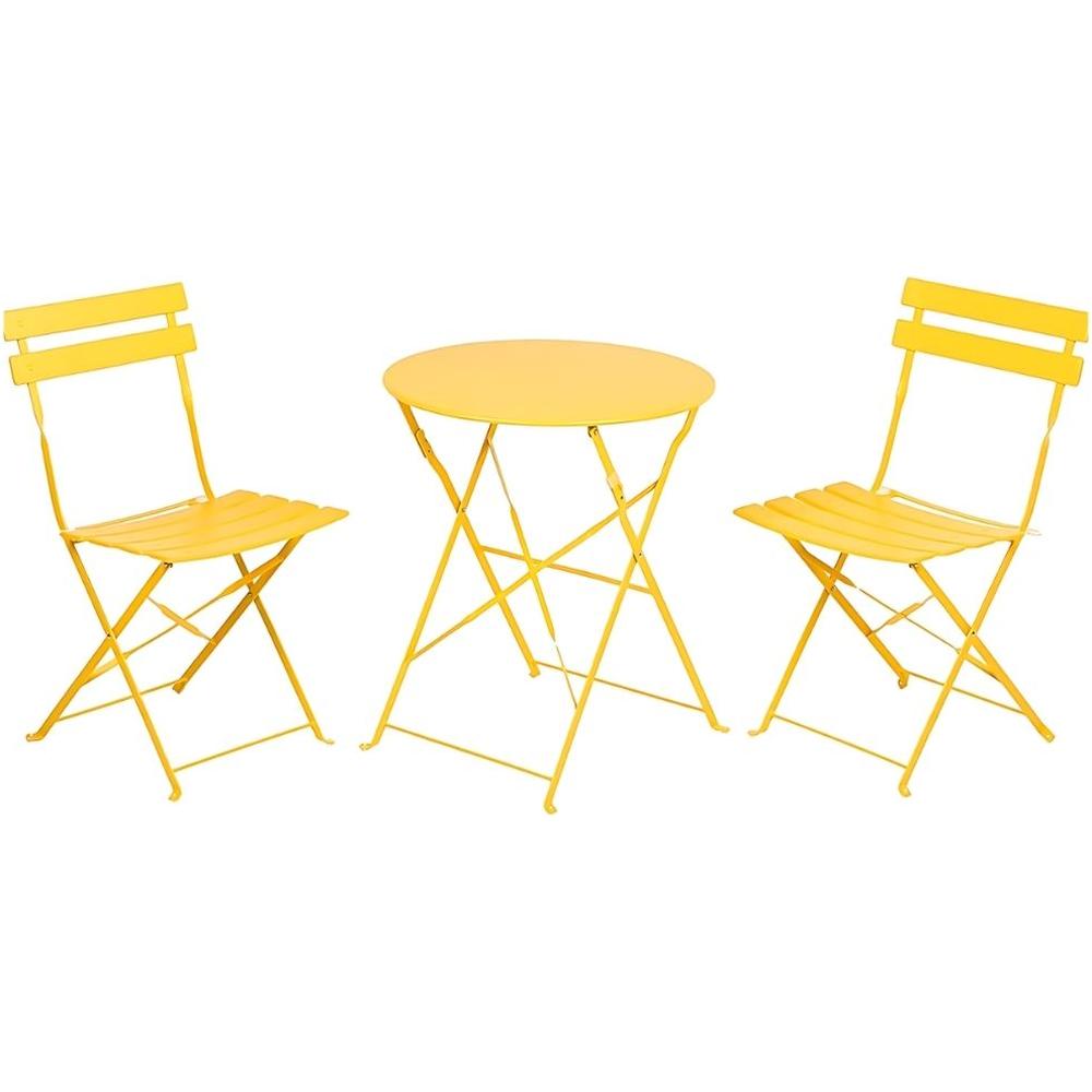 [693901] Ensemble Bistrot Jaune en Acier et Laque en poudre