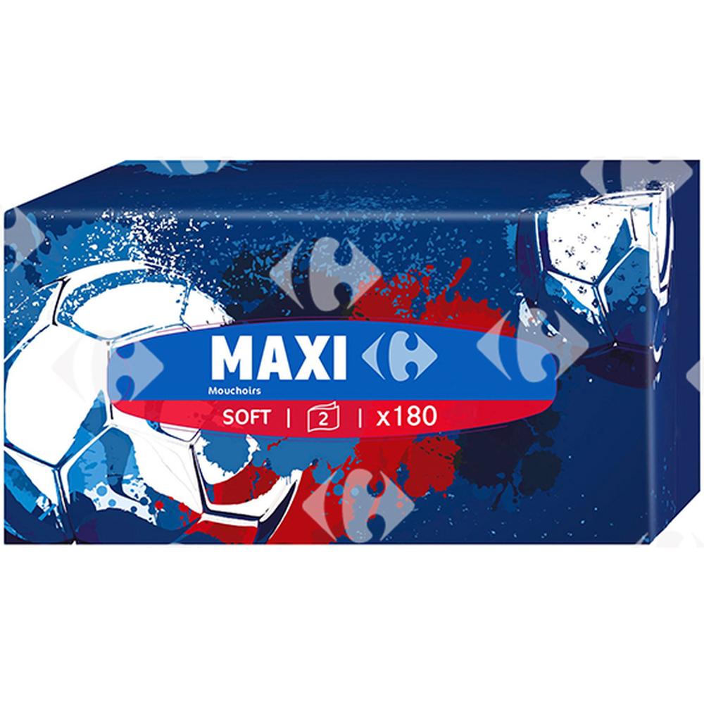 Boîte Mouchoir Maxi 2 Plis Carrefour 180 unités.