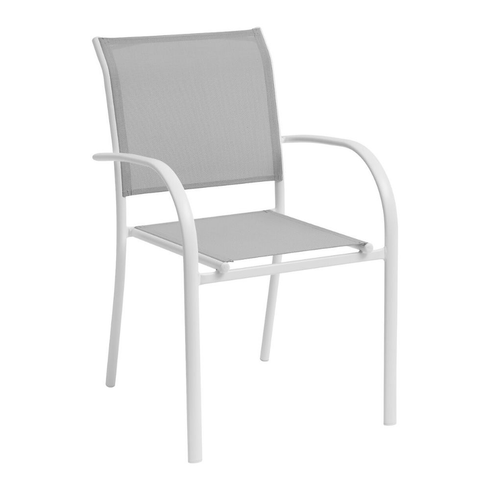 [675616] Fauteuil Empliable Capucine Gris/Blanc Alfa en aluminium 55x63x88cm