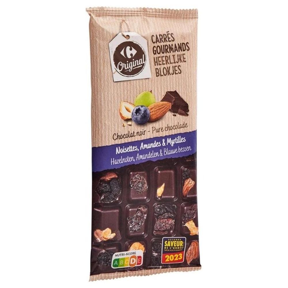 Tablette de Chocolat Noir Amandes Noisettes Myrtille Carrefour Original 170g