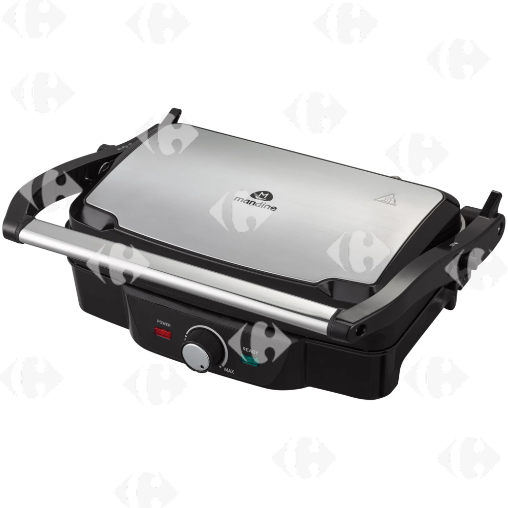 [684829] Panini Grill Viande MMG1600-21 Inox Noir Mandine 1600W