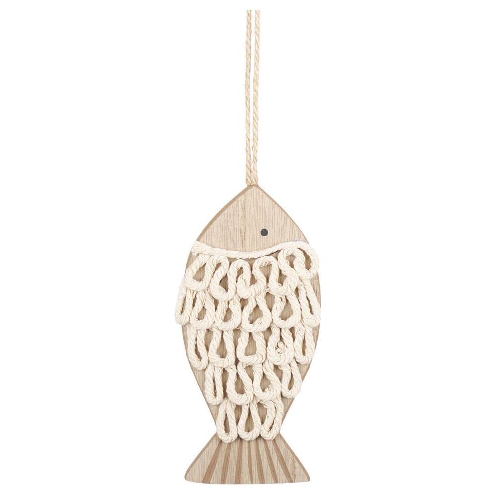 [716691] Poisson Décoratif MDF/Corde de Coton avec Cordon