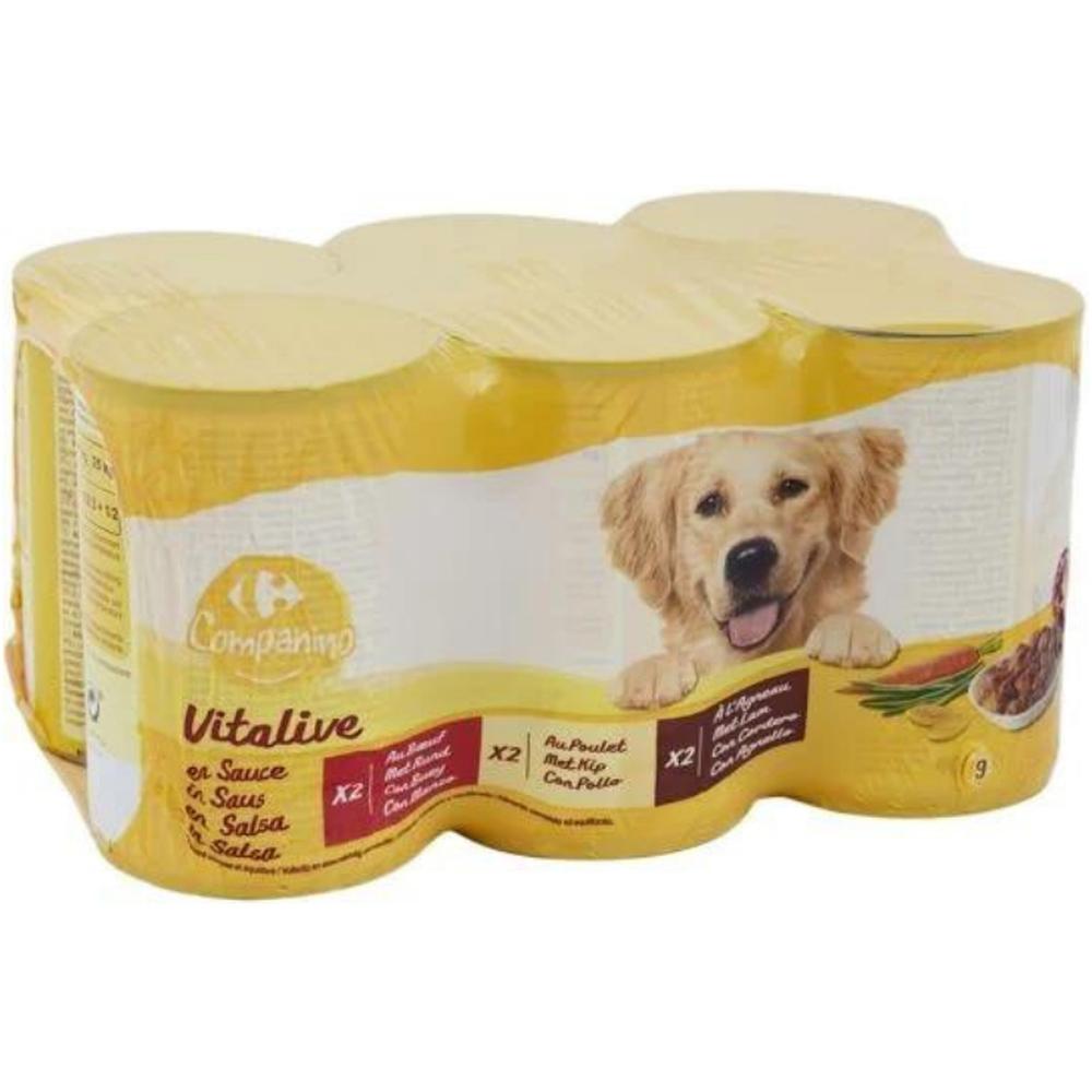 [530833] Pâtée pour Chien Adulte au Bœuf au Poulet et à l'Agneau Carrefour Companino 6x400g